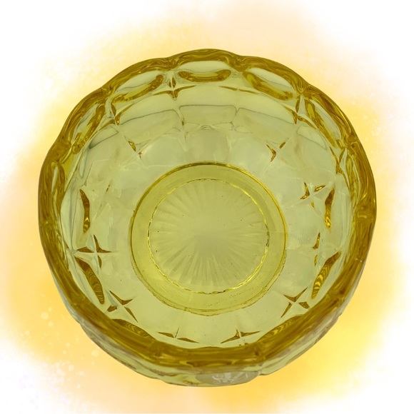 Vintage Indiana Glass Tiara Constellation Candy Nut Bowl Dish Yellow Mist 3.5” - Picture 3 of 5